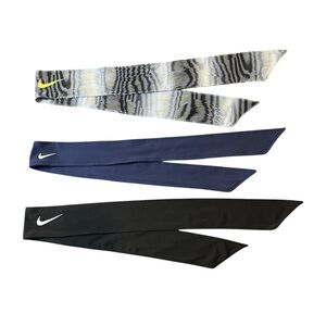 NIKE UNISEX Dri-Fit Headband Set - Black, Navy Blue, Patterned